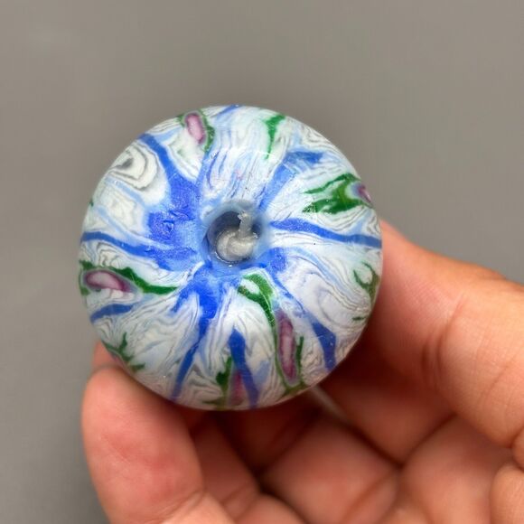 Vintage Millefiori Egg Glow Candle Mosaic Handcrafted 1990s Y2K Blue / Purple 2" - Picture 4 of 5